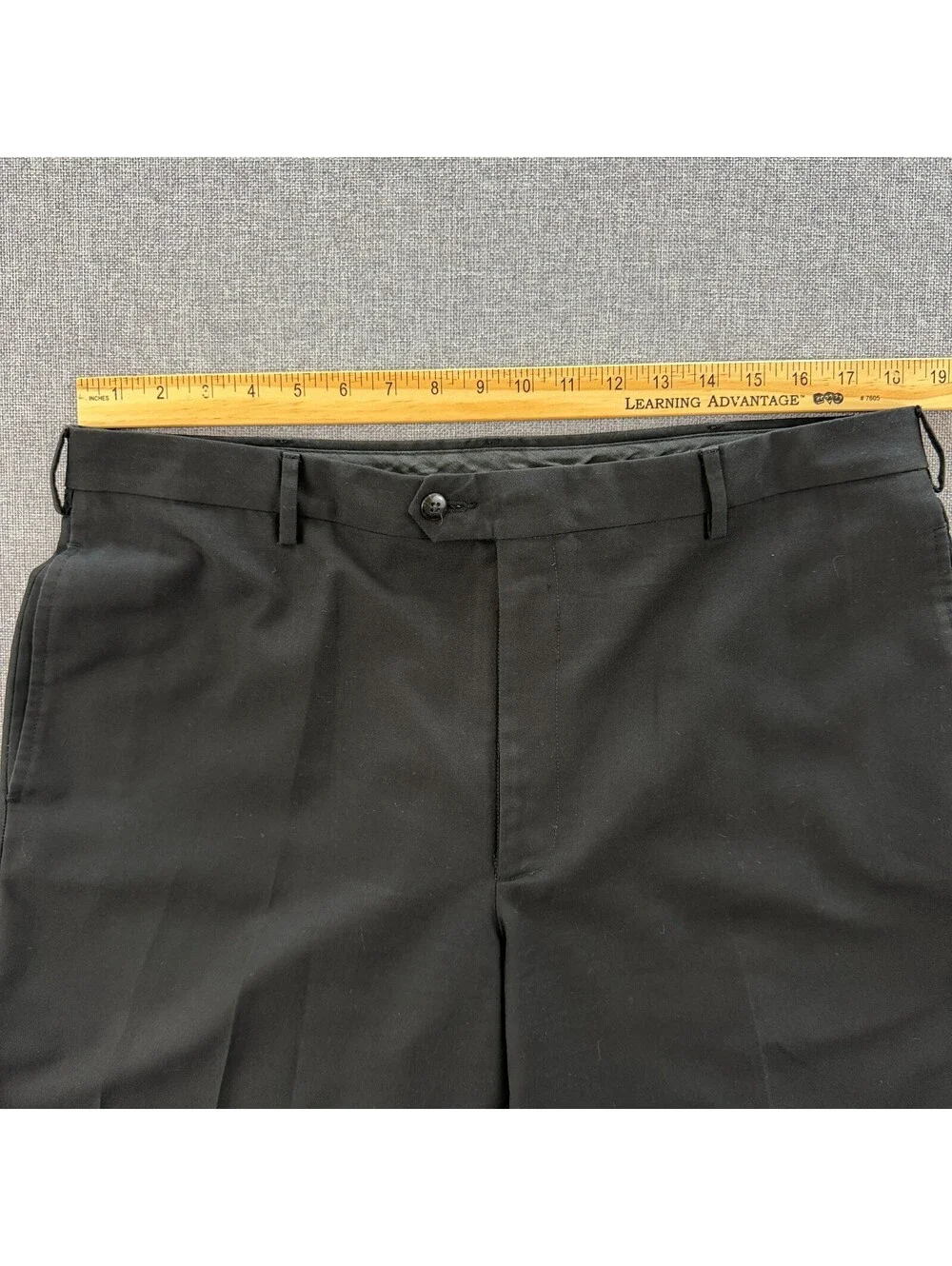 Van Heusen Dress Pants Mens 36x30 Black Flat Front Slacks Classic